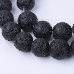 Wholesale Deal 5 x Strands Black Lava Loose Beads Round 8mm