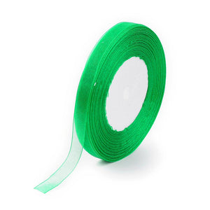 Sheer Organza Ribbon 12mm Green - 45 Mtr Roll
