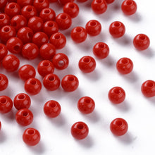 Load image into Gallery viewer, Pack of 200 Opaque Acrylic 6mm Round Large Hole Beads - Red