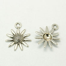 Load image into Gallery viewer, Pack of 10 Tibetan Style Antique Silver 22mm Sunflower Charms