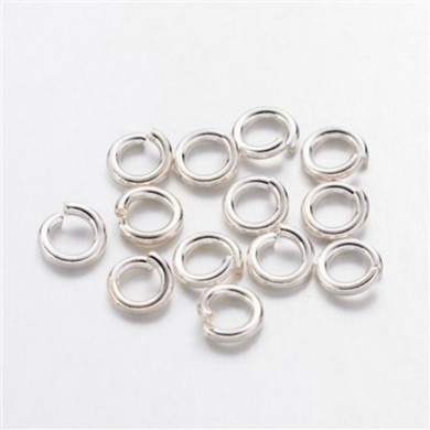 4mm  x 0.8mm Brass Open Unsoldered  Silver Plated Jump Rings