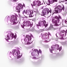 Load image into Gallery viewer, Pack of 100 Aluminium 3 Petal Flower Beads 7 x 4mm Metallic Orchid