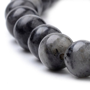 Strand of Natural Black/Grey Larvikite 10mm Round Beads