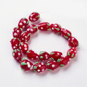 Handmade Lampwork 13mm Strawberry Beads Pack of 10 - Red