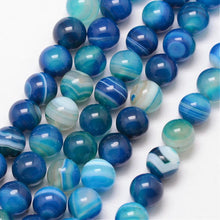 Load image into Gallery viewer, Strand of 45+ Blue Banded Agate Grade A Dyed - 8mm Round