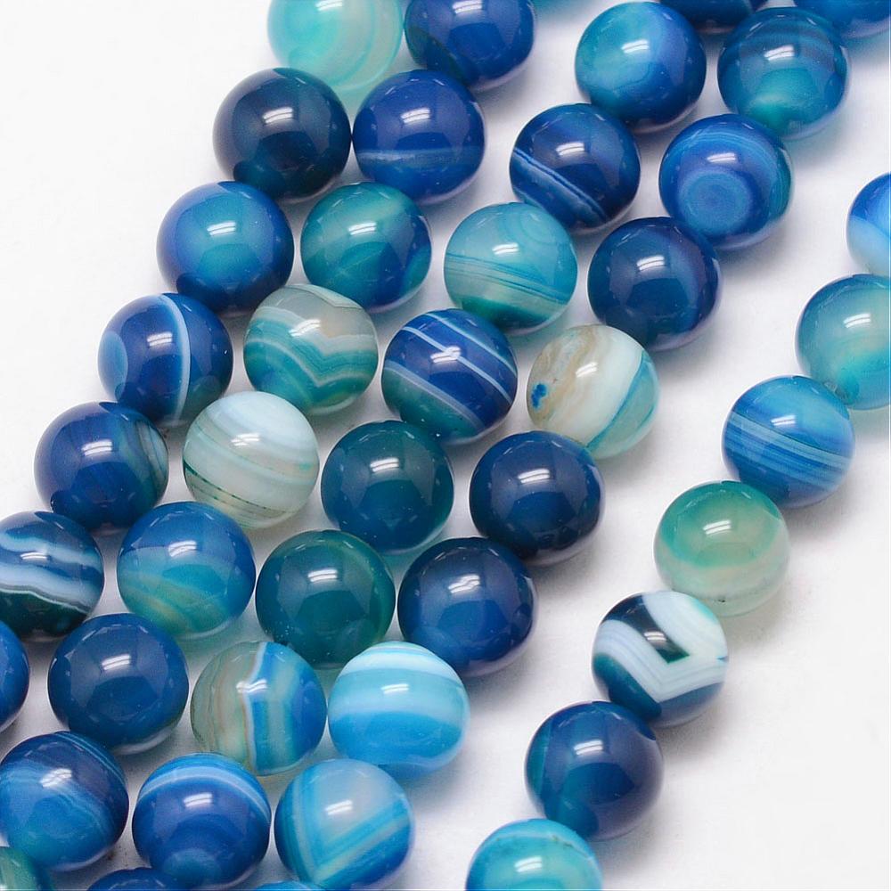 Strand of 45+ Blue Banded Agate Grade A Dyed - 8mm Round