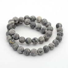 Load image into Gallery viewer, Frosted Map Stone Jasper Beads Plain Round 6mm Strand of 25+