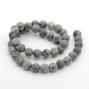 Frosted Map Stone Jasper Beads Plain Round 6mm Strand of 25+