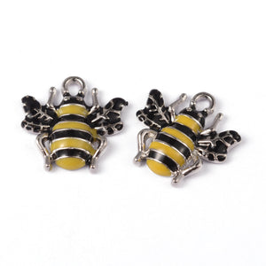 Bee Charm Pendants Yellow/Black 18mm Pack of 10