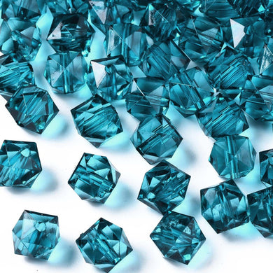 Acrylic Faceted Cube Beads 8mm Pack of 100 – Teal