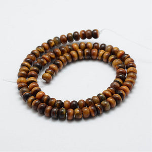 Strand of 90+ Natural Tiger Eye 6 x 4mm Rondelle Beads