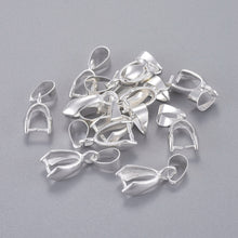 Load image into Gallery viewer, Packet 20 x Silver Plated Brass Ice Pick Pinch Bails For Pendants 20mm