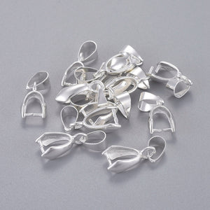 Packet 20 x Silver Plated Brass Ice Pick Pinch Bails For Pendants 20mm