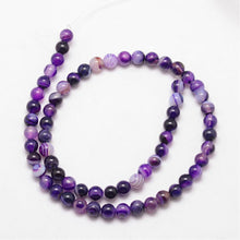 Load image into Gallery viewer, Strand of 55+ Purple Banded Agate Grade A Dyed - 6mm Round