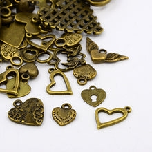 Load image into Gallery viewer, 30 Grams Antique Bronze Tibetan Random Shapes &amp; Sizes HEART Charms