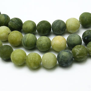 Natural Frosted Taiwan Jade 10mm Strand 35+ Beads