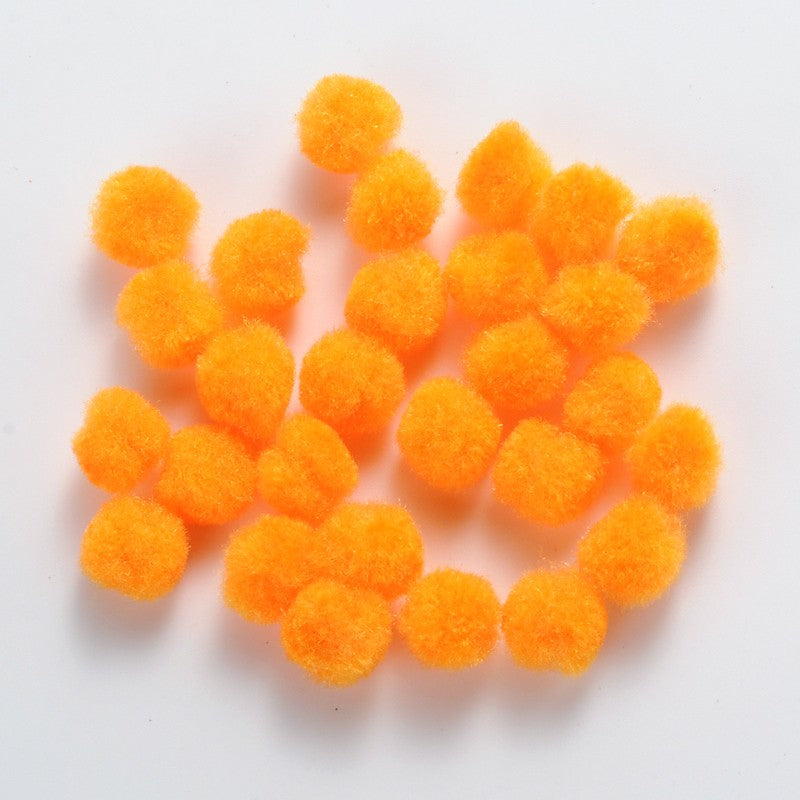 Pom Poms Yarn Fluffy Orange 15mm Pack of 50
