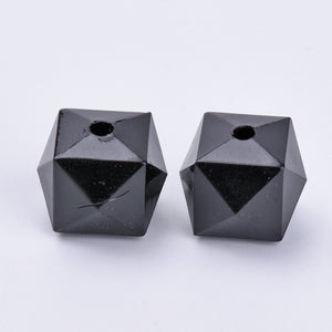 Acrylic Faceted Cube Beads 10mm Pack of 100  Black