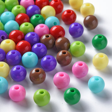 Pack of 200 Opaque Acrylic 8mm Round Large Hole Beads - Mixed