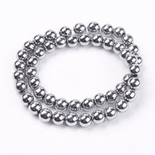 Load image into Gallery viewer, Silver Hematite (Non Magnetic) Beads Plain Round 8mm Strand of 45+