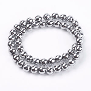 Silver Hematite (Non Magnetic) Beads Plain Round 6mm Strand of 62+