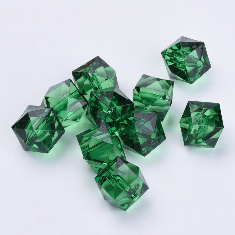 Acrylic Faceted Cube Beads 8mm Pack of 100 – Dark Green