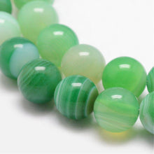 Load image into Gallery viewer, Strand of 45+ Green Banded Agate Grade A Dyed - 8mm Round
