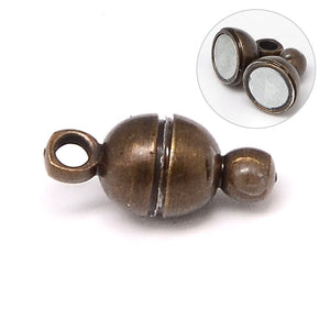 Pack of 4 Brass Magnetic Clasps Antique Bronze, Round, 11 x 5mm