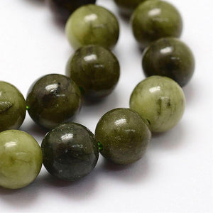 Strand of Natural Chinese Jade 8mm Plain Round Beads