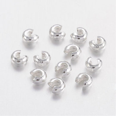Packet Of 100+ Nickel-Free Silver Plated Brass Crimp Covers 3mm