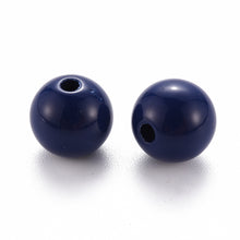 Load image into Gallery viewer, Pack of 70 Opaque Acrylic 10mm Round Large Hole Beads - Blue