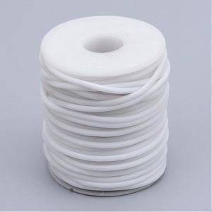 Rubber Hollow Tube Cord White 5M Continuous Length 2mm Thick