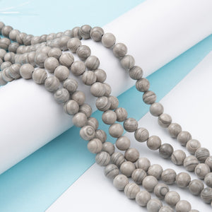 Strand of 6mm Silver Line Jasper Round Beads