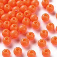 Load image into Gallery viewer, Pack of 200 Opaque Acrylic 6mm Round Large Hole Beads - Orange