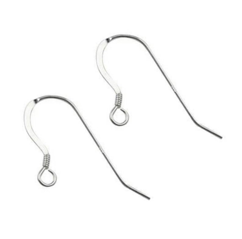 925 Sterling Silver Fish Hooks with Spring 1 Pair