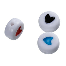 Load image into Gallery viewer, Pack of 100 Round White Heart Beads - Mixed Colours